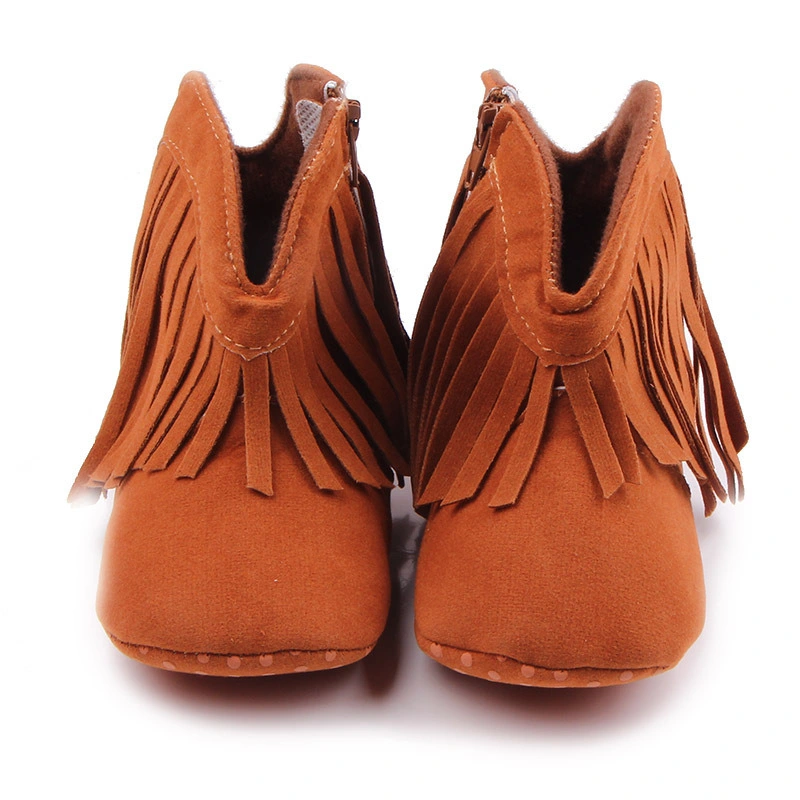 Baby Girl′ S Cowboy Tassel Boots Moccasin Mocks Baby Girl Kids Pre-Walker Solid Fringe Shoes Infant Toddler Soft Soled Anti-Slip Boots Esg11653