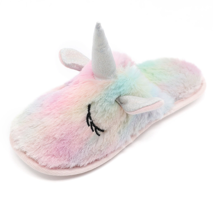 Women Lovely Unicorn Plush Home Slippers Novel Fashion Non-Slip Comfortable Slippers